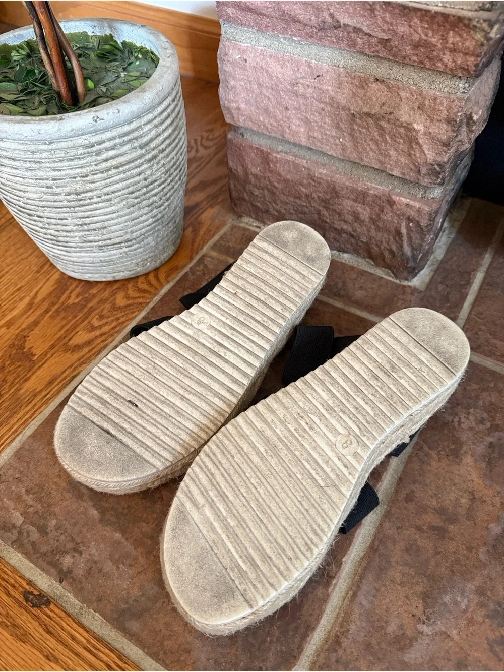 Black Elastic Espadrille Platform Sandals for Women